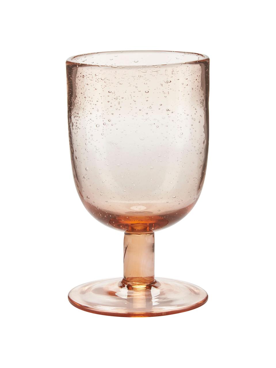 Copas de vino soplados artesanalmente Leyla, 6 uds., Vidrio, Rosa transparente, Ø 8 x Al 14 cm, 320 ml