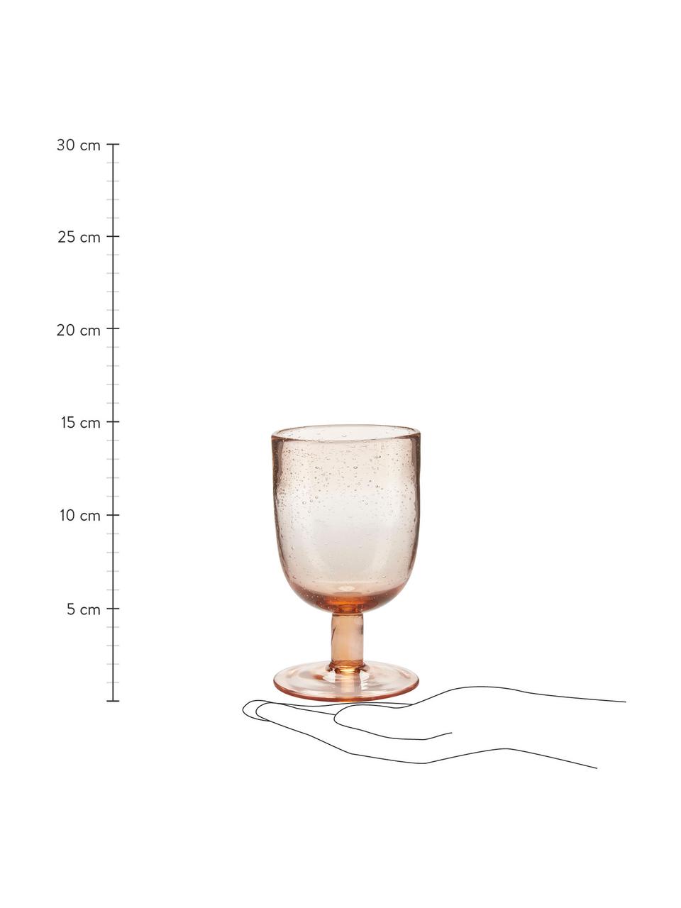 Ručne fúkané poháre na víno Leyla, 6 ks, Sklo, Bledoružová, priehľadná, Ø 8 x V 14 cm, 320 ml