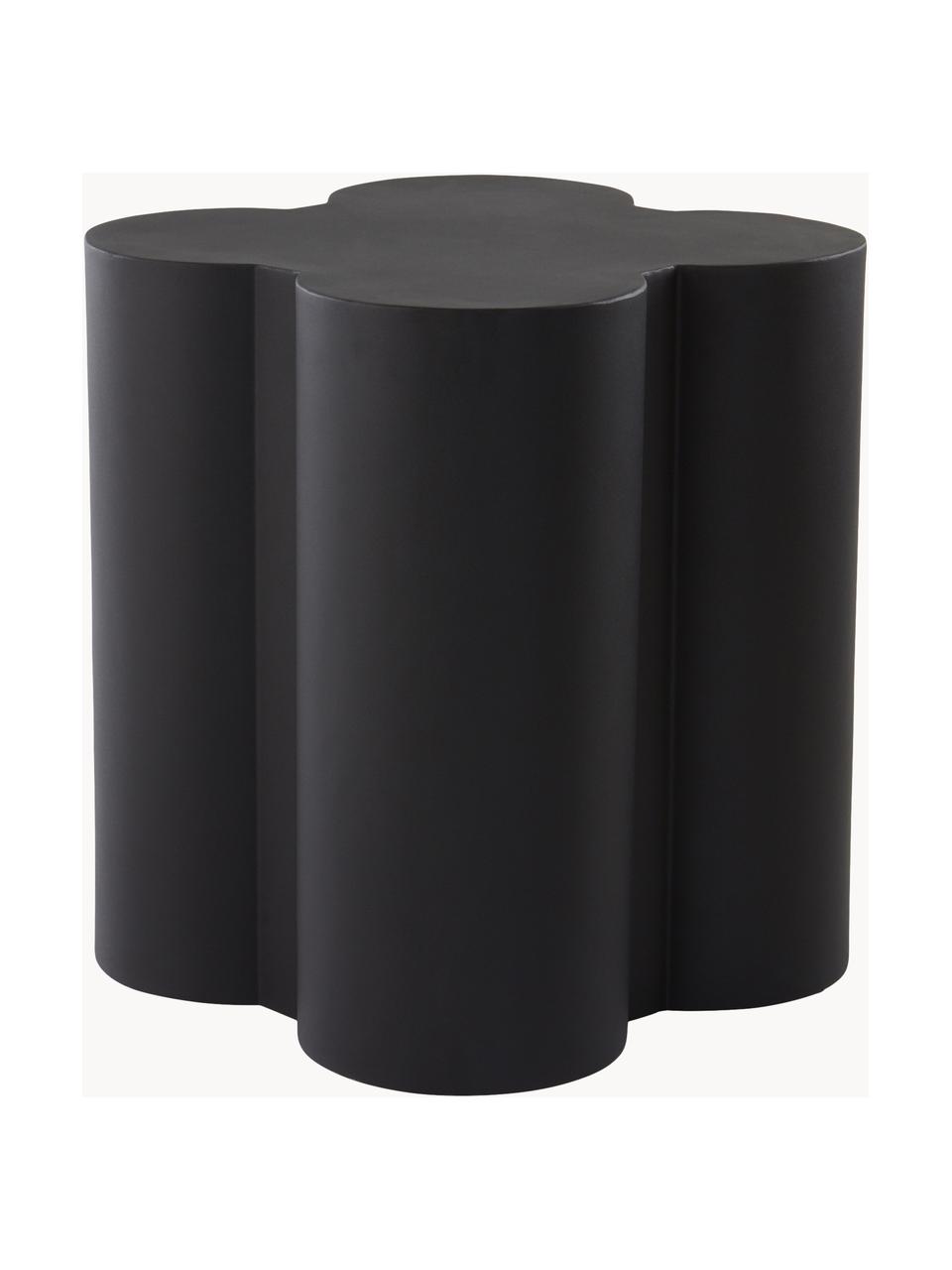 Tavolino dalla forma organica Gilles, Ferro verniciato a polvere, Nero, Ø 43 x Alt. 51 cm