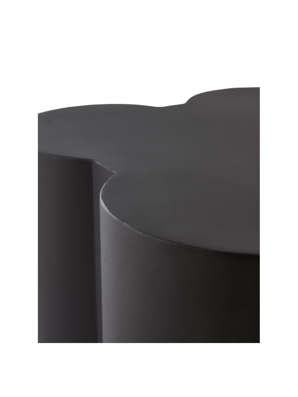 Tavolino dalla forma organica Gilles, Ferro verniciato a polvere, Nero, Ø 43 x Alt. 51 cm