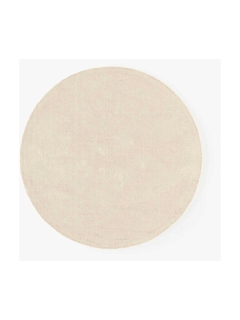 Tapis rond en coton tissé main Lora, Beige clair, Ø 120 cm (taille S)