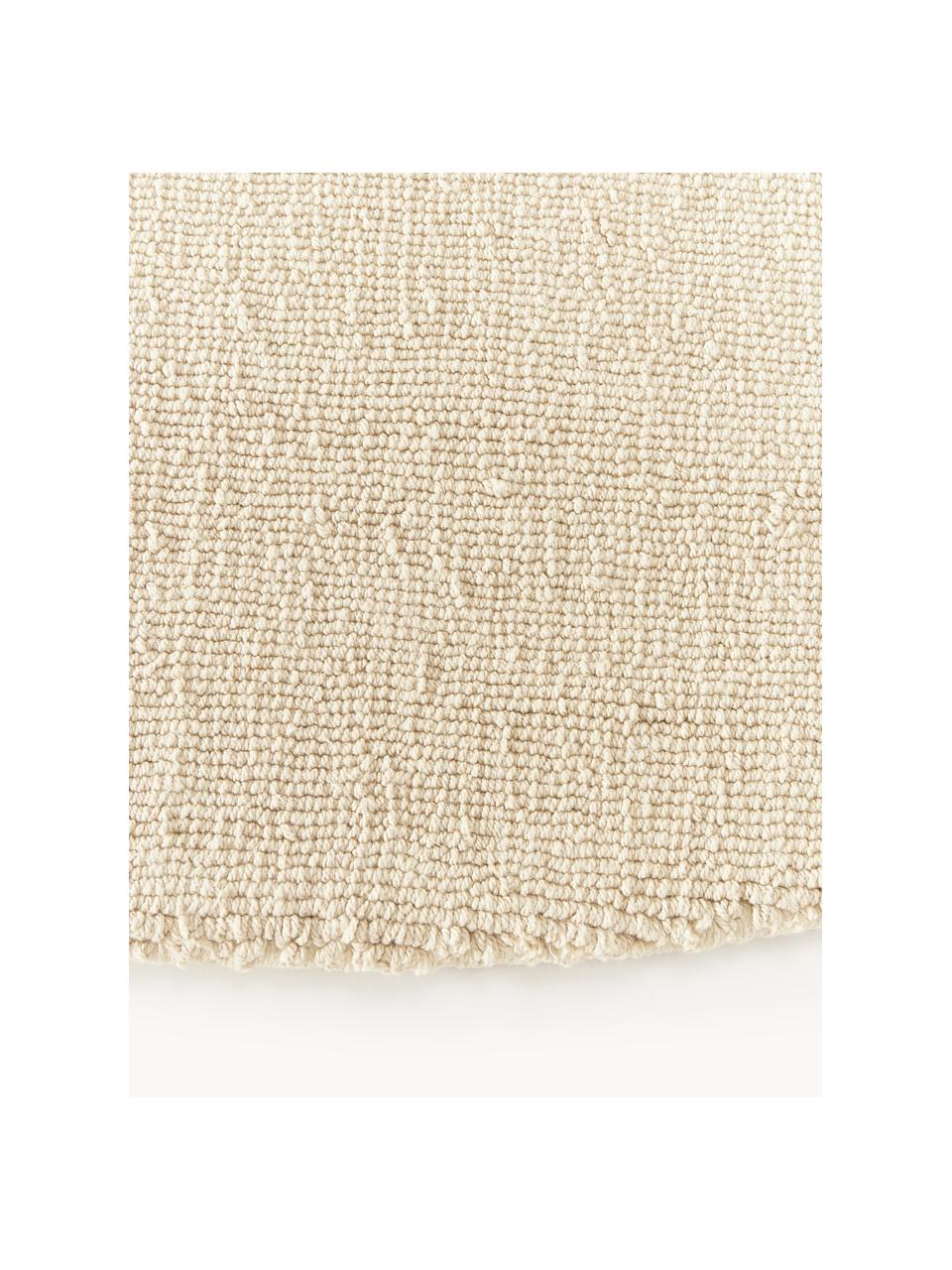 Tapis rond en coton tissé main Lora, Beige clair, Ø 120 cm (taille S)