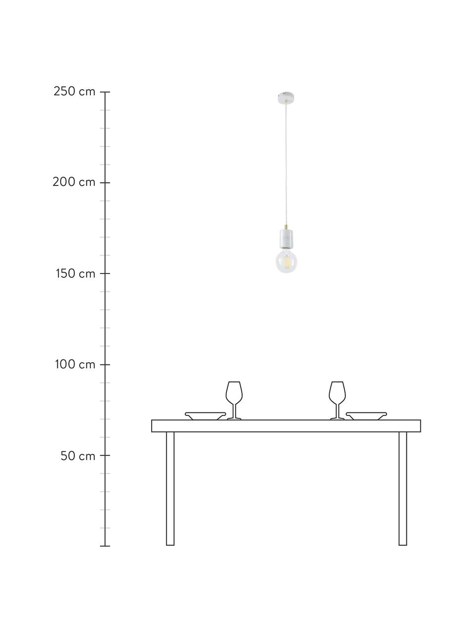 Lámpara de techo pequeña de mármo Siv, Pantalla: mármol, Anclaje: metal recubierto, Cable: cubierto en tela, Mármol blanco, Ø 6 x Al 10 cm