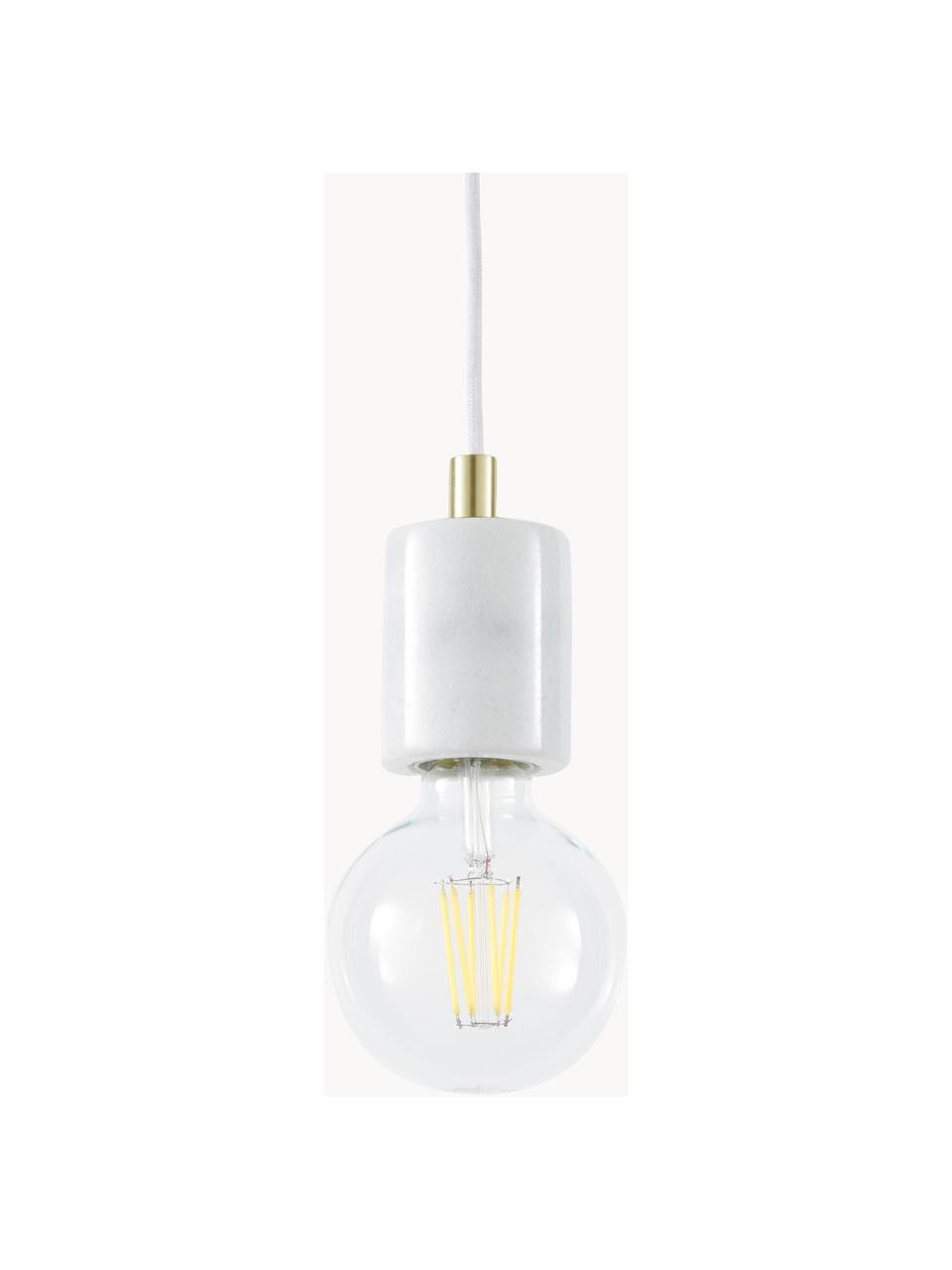 Kleine marmeren hanglamp Siv, Lampenkap: marmer, Wit, gemarmerd, Ø 6 x H 10 cm