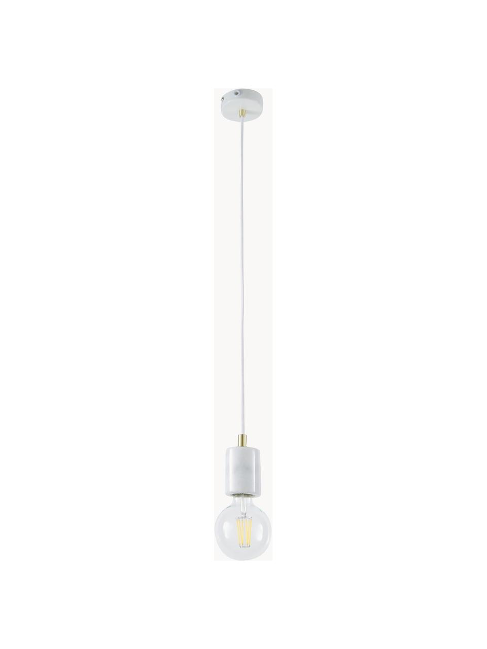 Kleine marmeren hanglamp Siv, Lampenkap: marmer, Wit, gemarmerd, Ø 6 x H 10 cm