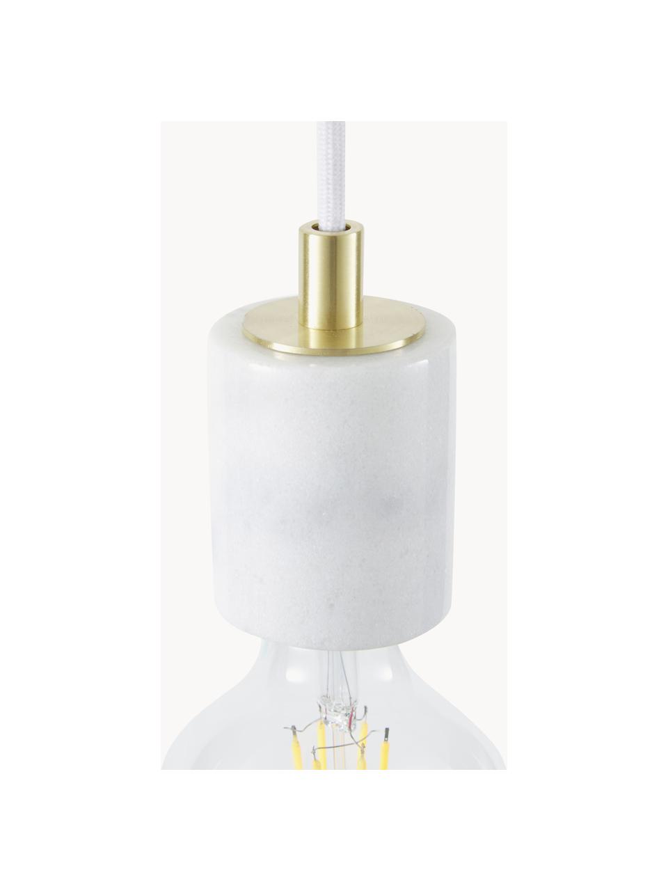 Lámpara de techo pequeña de mármol Siv, Pantalla: mármol, Anclaje: metal recubierto, Cable: cubierto en tela, Mármol blanco, Ø 6 x Al 10 cm
