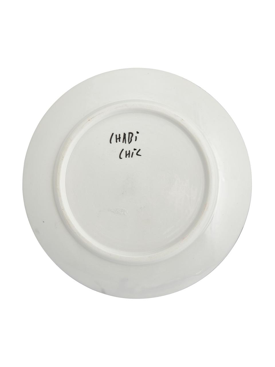 Handgemaakt Marokkaans dinerbord Assiette met goudkleurige rand, Keramiek, Zwart, crèmekleurig, goudkleurig, Ø 26 x H 2 cm