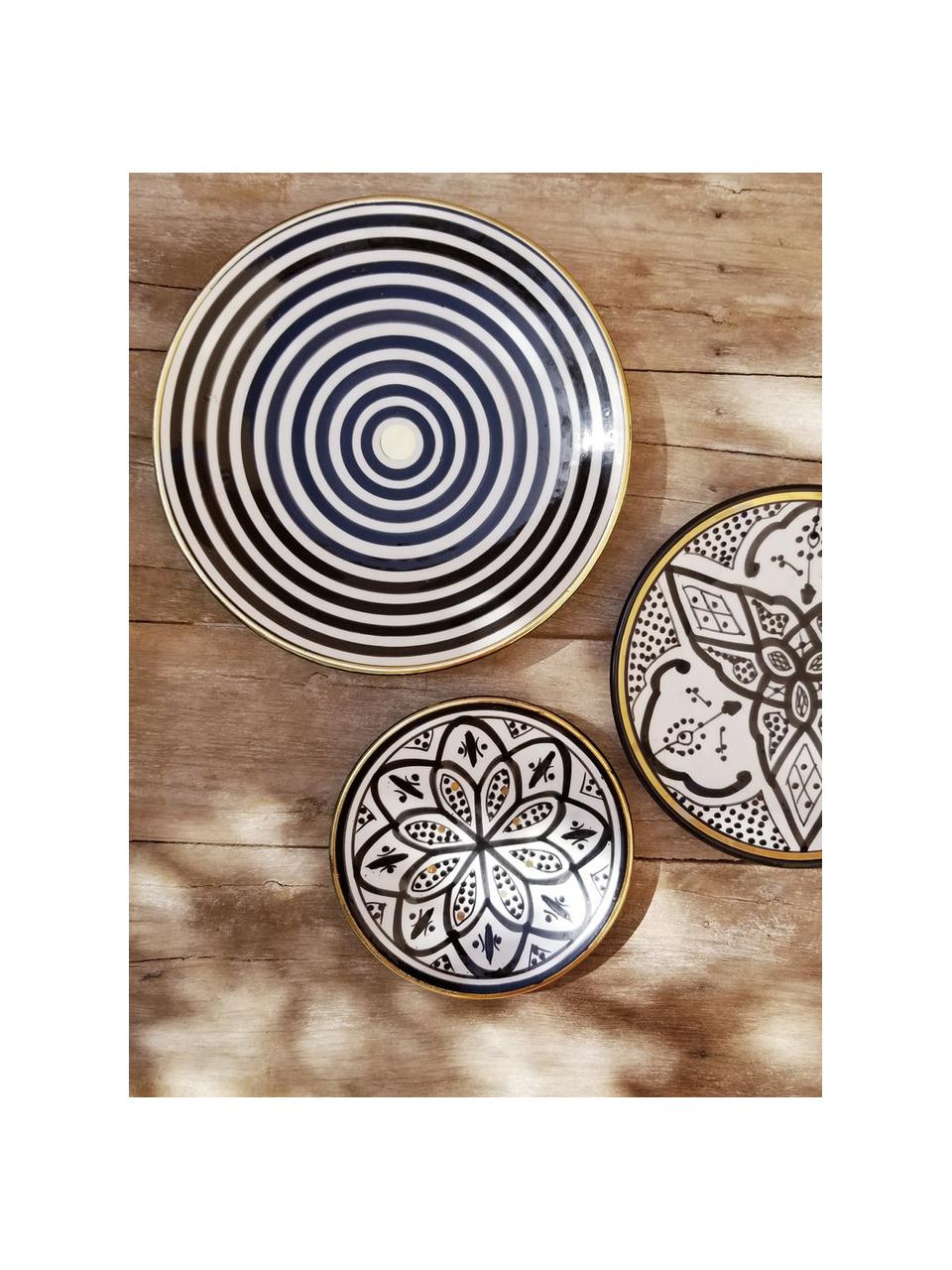 Ručne vyrobený plytký tanier v marockom štýle Assiette, Keramika, Čierna, krémová, zlatá, Ø 26 x V 2 cm