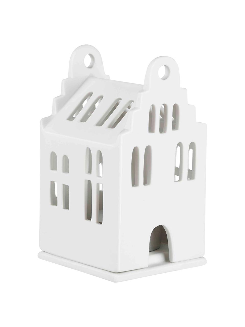 Porselein lichthuisje Living, Porselein, Wit, B 7 x H 11 cm