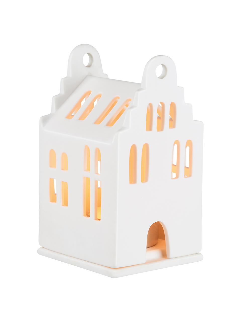 Porselein lichthuisje Living, Porselein, Wit, B 7 x H 11 cm