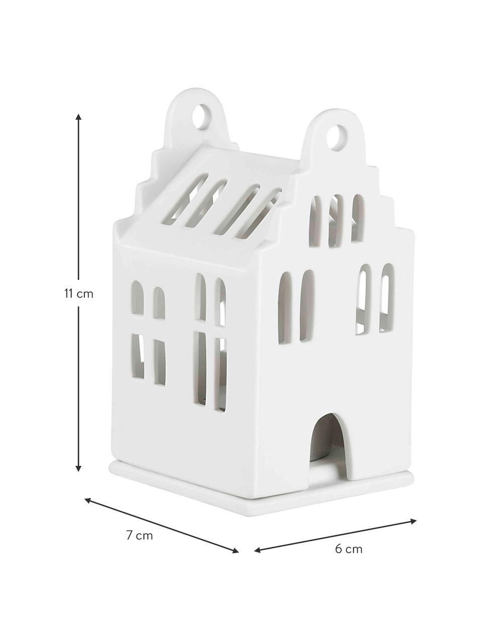 Porselein lichthuisje Living, Porselein, Wit, B 7 x H 11 cm