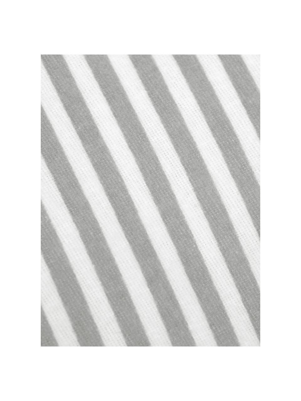 Flanell-Wendekissenbezug Dora, gestreift, Webart: Flanell Flanell ist ein k, Grau, Weiss, 65 x 65 cm