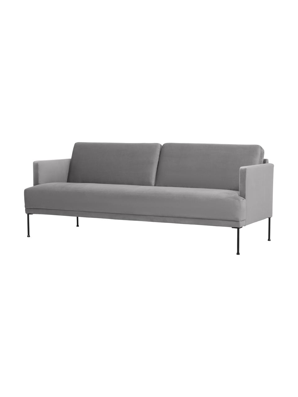 Sofá de terciopelo Fluente (3 plazas), Tapizado: terciopelo (poliéster de , Estructura: madera de pino maciza, Patas: metal con pintura en polv, Terciopelo gris claro, An 196 x F 85 cm