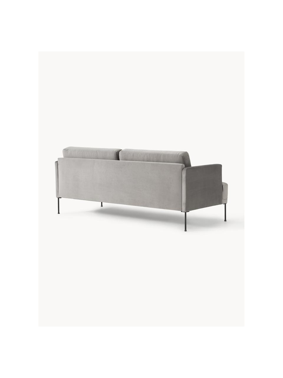 Samt-Sofa Fluente (3-Sitzer), Bezug: Samt (Hochwertiger Polyes, Gestell: Massives Kiefernholz, Füße: Metall, pulverbeschichtet, Samt Grau, B 196 x T 85 cm