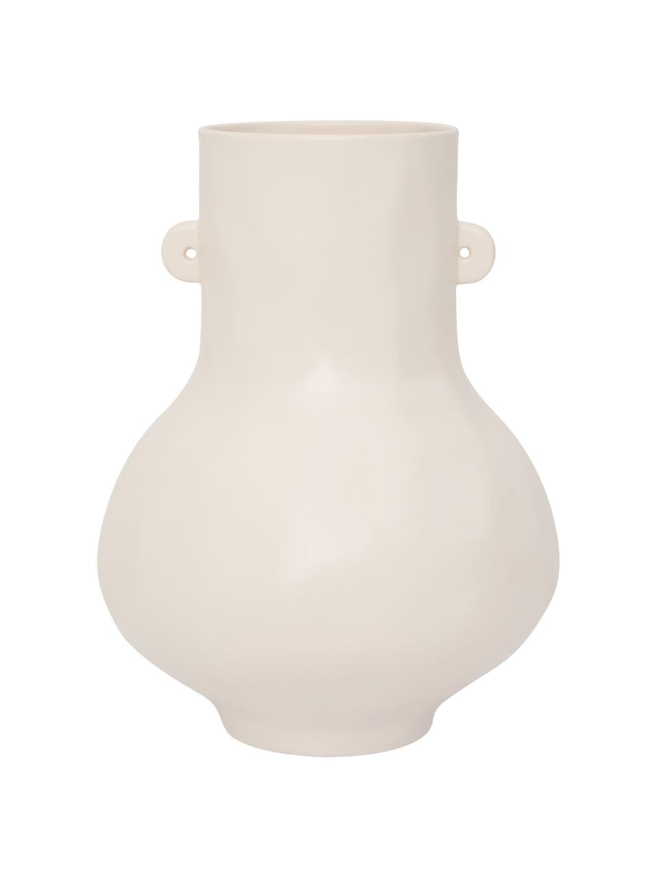 Handgefertigte Keramik-Vase Still in Weiß, Keramik, Gebrochenes Weiß, Ø 27 x H 36 cm