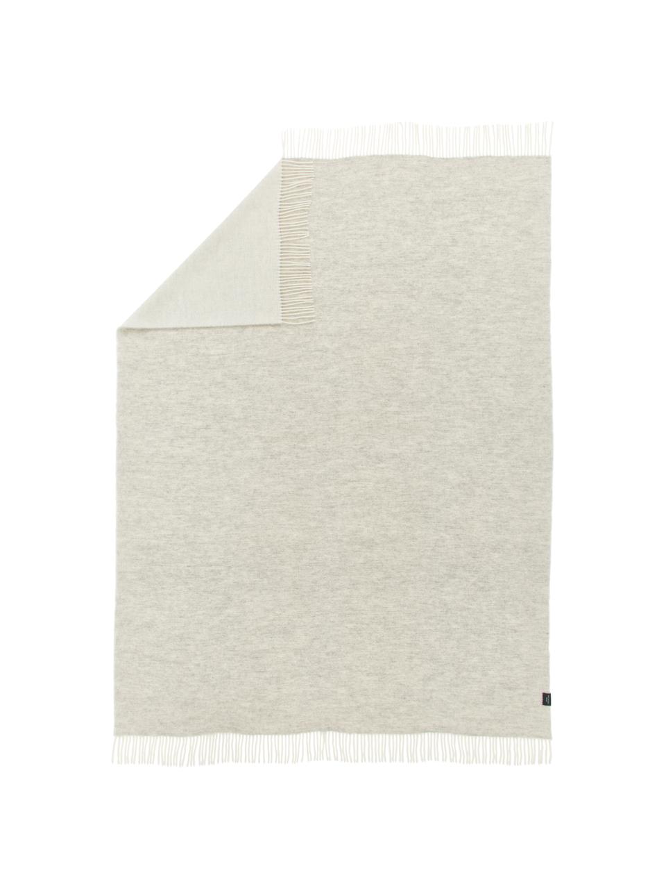 Manta de lana con flecos Tirol, Gris claro, An 140 x L 200 cm