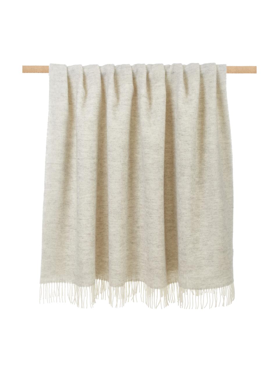Manta de lana con flecos Tirol, Gris claro, blanco, An 140 x L 200 cm