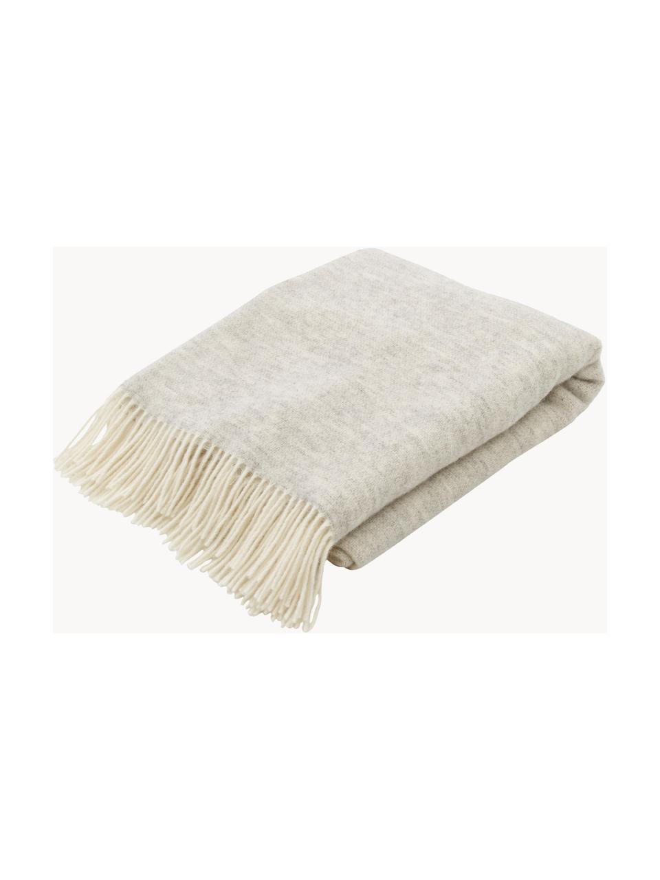 Manta de lana con flecos Tirol, Beige claro, An 140 x L 200 cm