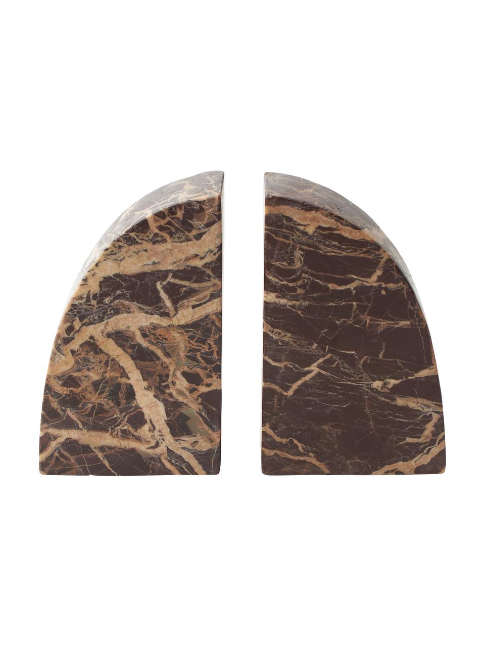Marmeren boekensteun Natasha, 2 stuks, Marmer, Bordeauxrood, gemarmerd, B 10 x H 16 cm