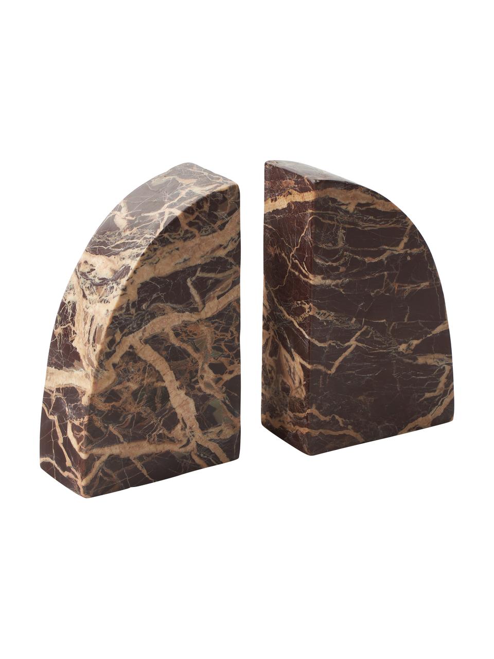 Marmeren boekensteun Natasha, 2 stuks, Marmer, Bordeauxrood, gemarmerd, B 10 x H 16 cm