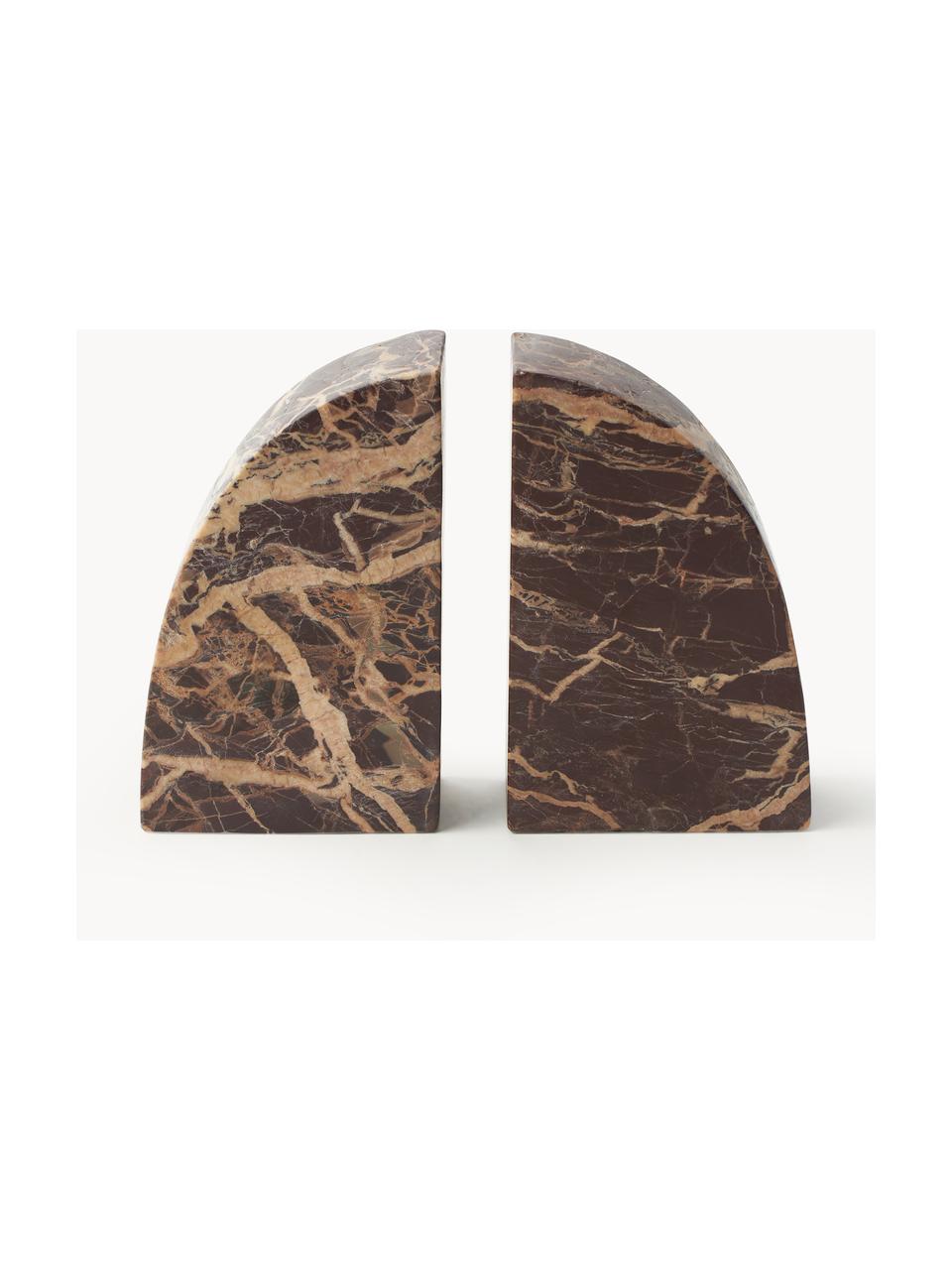 Marmor-Buchstützen Natasha, 2 Stück, Marmor, Dunkelbraun, marmoriert, B 10 x H 16 cm