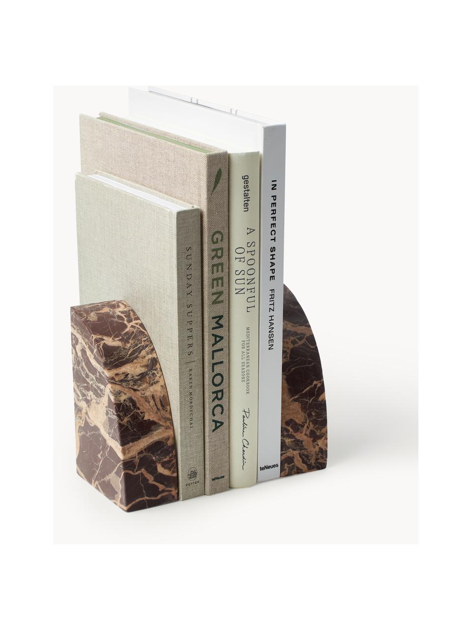 Mramorové zarážky na knihy Natasha, 2 ks, Mramor, Burgundová, mramorovaná, Š 10 x V 16 cm