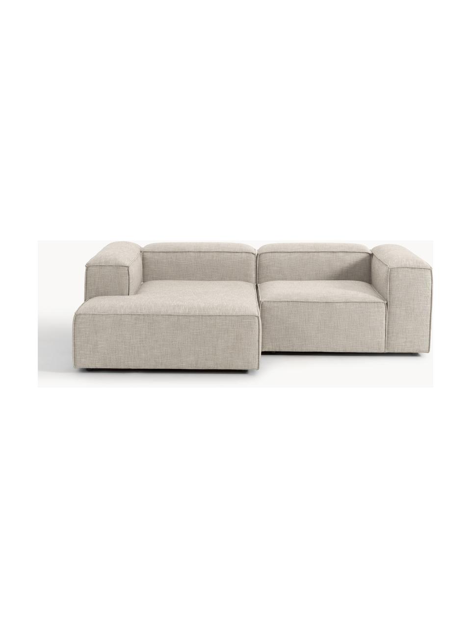 Modulares Ecksofa Lennon aus Leinen-Mix, Bezug: 50 % Viskose, 25 % Leinen, Gestell: Fichtenholz, Sperrholz, m, Füße: Kunststoff Dieses Produkt, Leinen-Mix Grau, B 238 x T 180 cm, Eckteil links