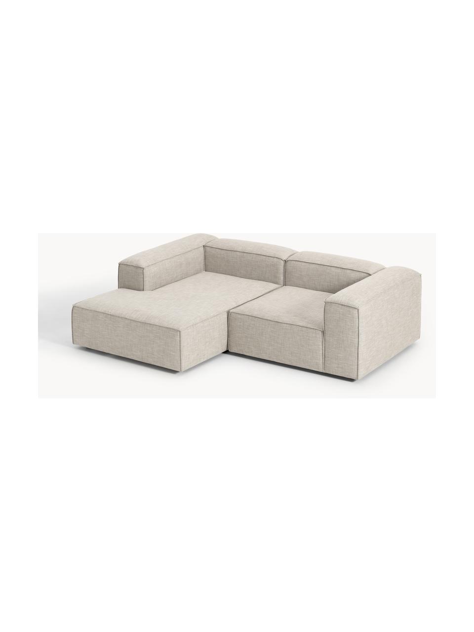 Modulares Ecksofa Lennon aus Leinen-Mix, Bezug: 50 % Viskose, 25 % Leinen, Gestell: Fichtenholz, Sperrholz, m, Leinen-Mix Grau, B 238 x T 180 cm, Eckteil links