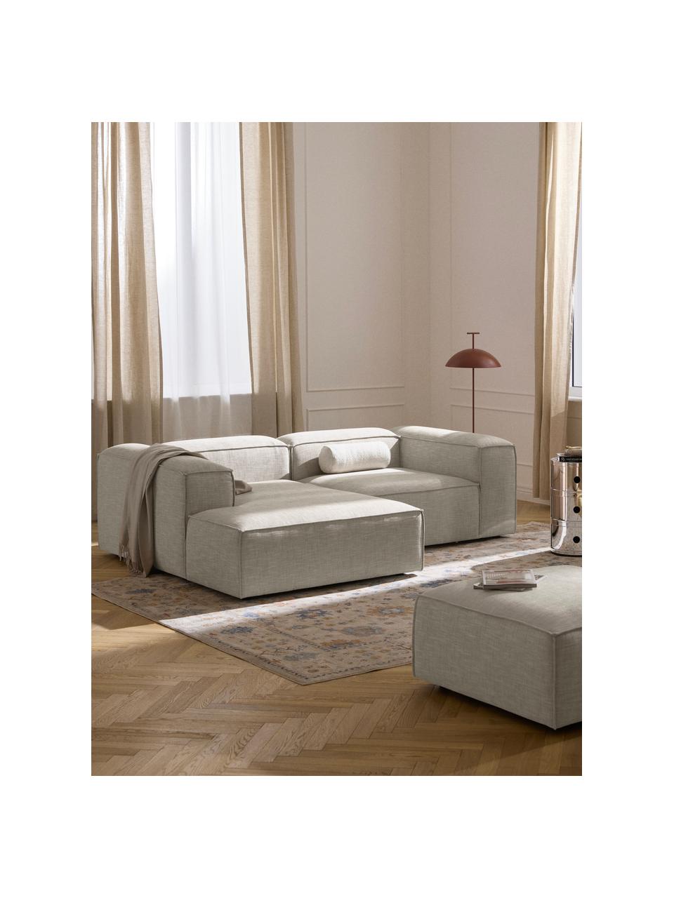 Modulares Ecksofa Lennon aus Leinen-Mix, Bezug: 50 % Viskose, 25 % Leinen, Gestell: Fichtenholz, Sperrholz, m, Leinen-Mix Grau, B 238 x T 180 cm, Eckteil links