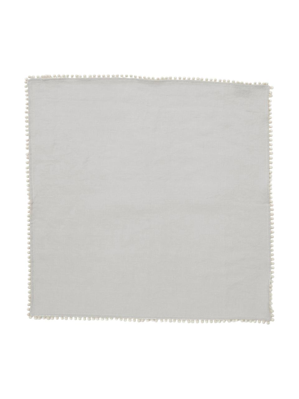 Serviettes en pur lin délavé Pom Pom, 4 pièces, Gris clair