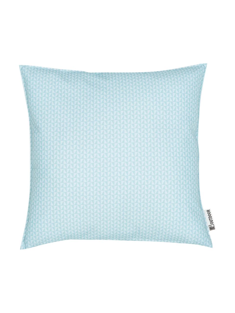 Outdoor kussen met patroon Rhombus, 100% polyester, Blauw, lichtblauw, 47 x 47 cm