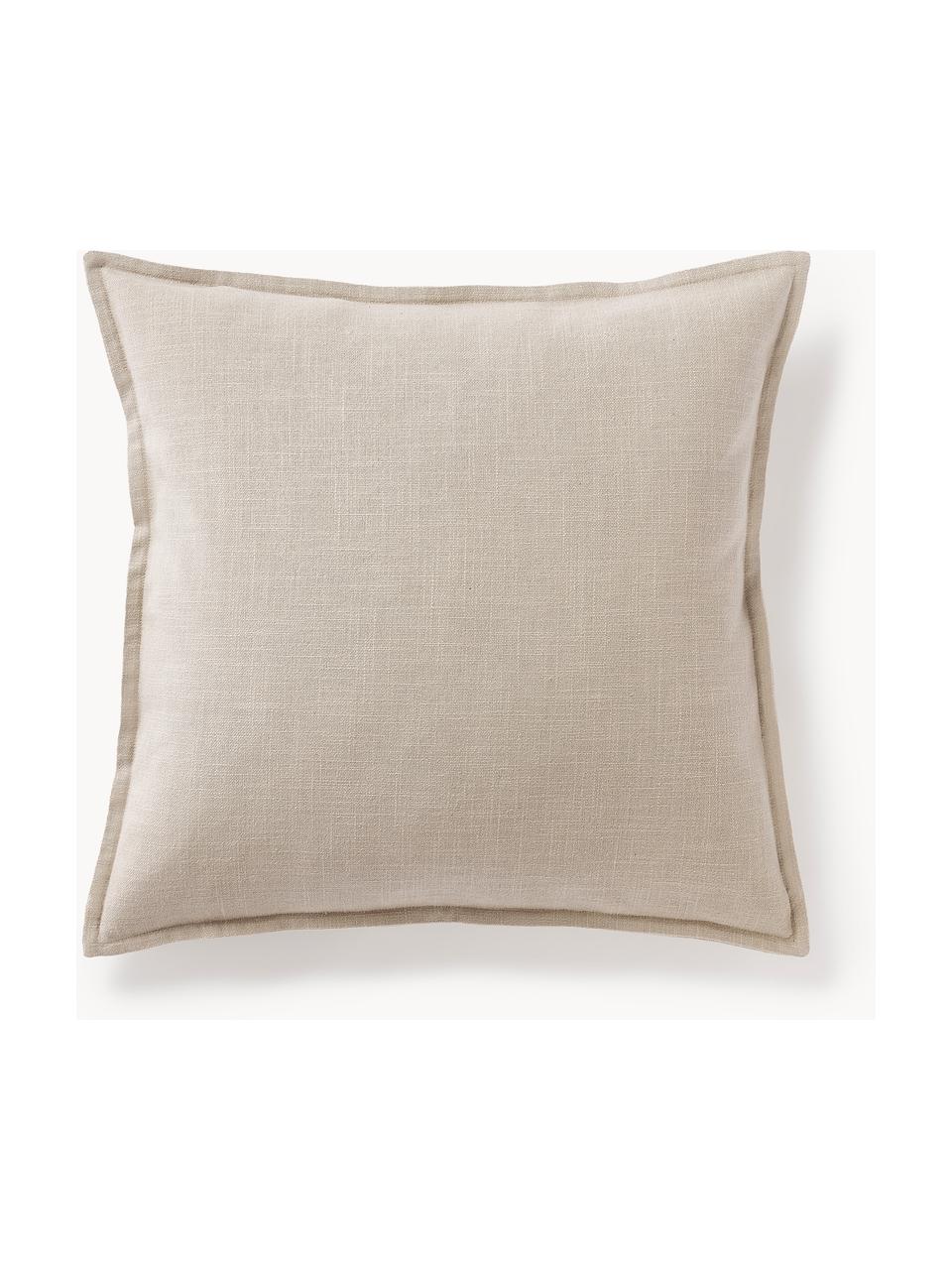 Housse de coussin en coton Vicky, 100 % coton bio, Beige, larg. 50 x long. 50 cm