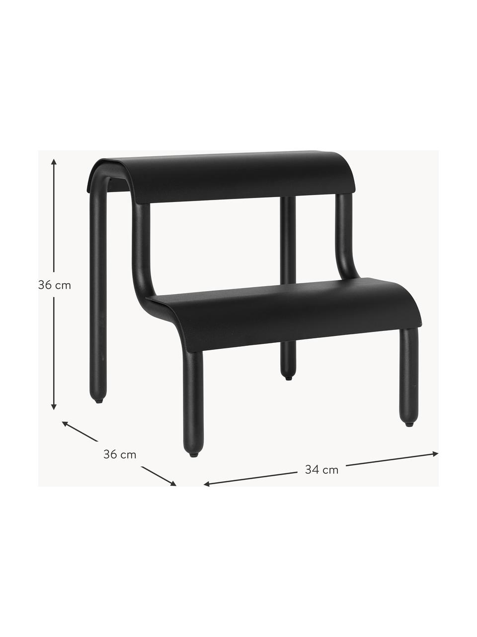 Tabouret en métal pour enfant Up Step, Métal, revêtement par poudre, Noir, larg. 34 x haut. 36 cm