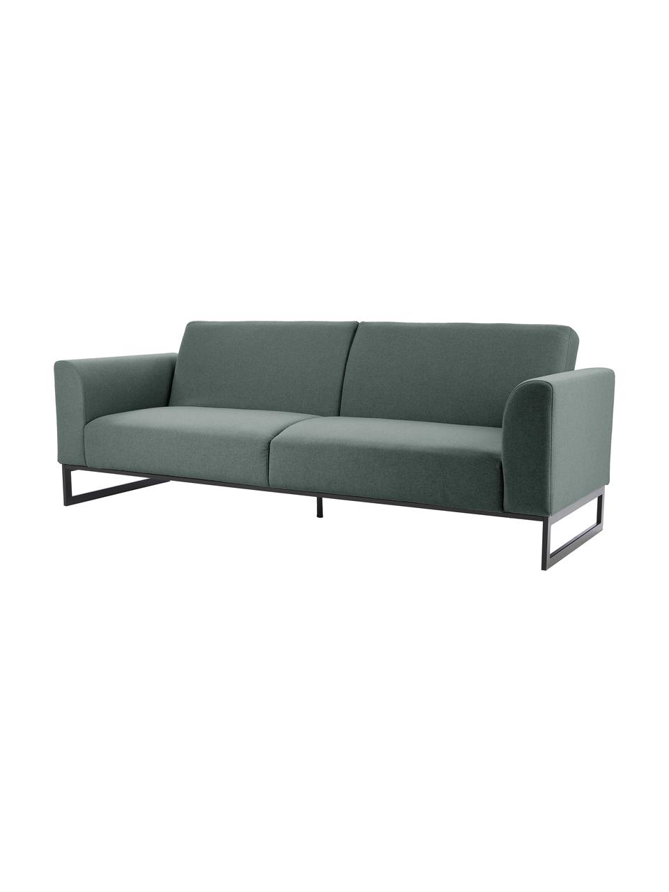 Schlafsofa Josephine (3-Sitzer), Bezug: 100% Polyester Der hochwe, Gestell: Massives Kiefernholz und , Füße: Metall, Webstoff Grün, B 238 x T 85 cm