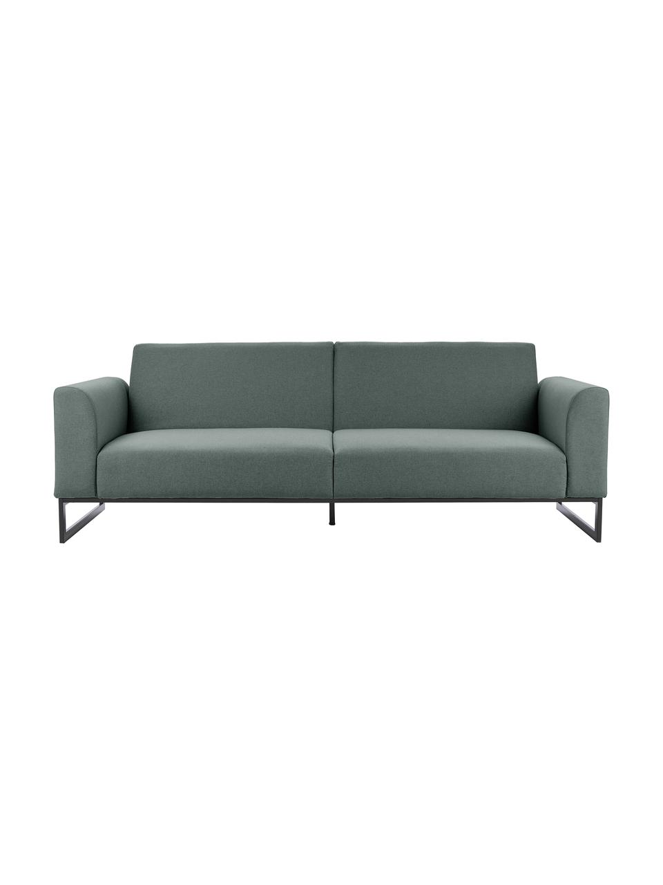 Canapé convertible 3 places Josephine, Tissu vert, larg. 238 x prof. 85 cm