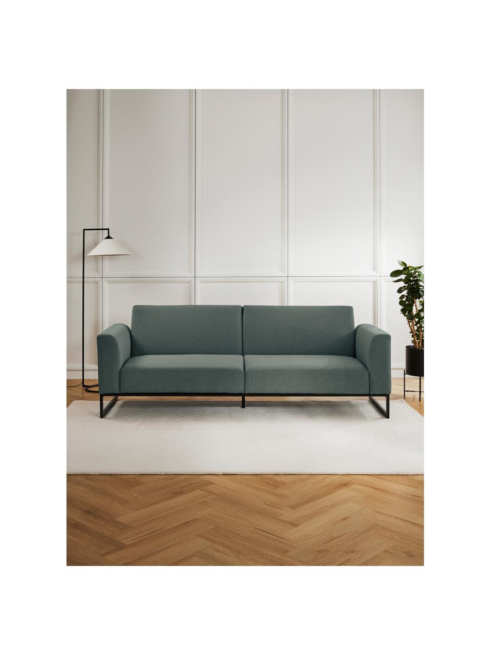 Sofá cama Josephine (3 plazas), Tapizado: 100% poliéster Alta resis, Estructura: madera de pino maciza y m, Patas: metal Este producto está , Tejido azul petróleo, An 238 x F 85 cm