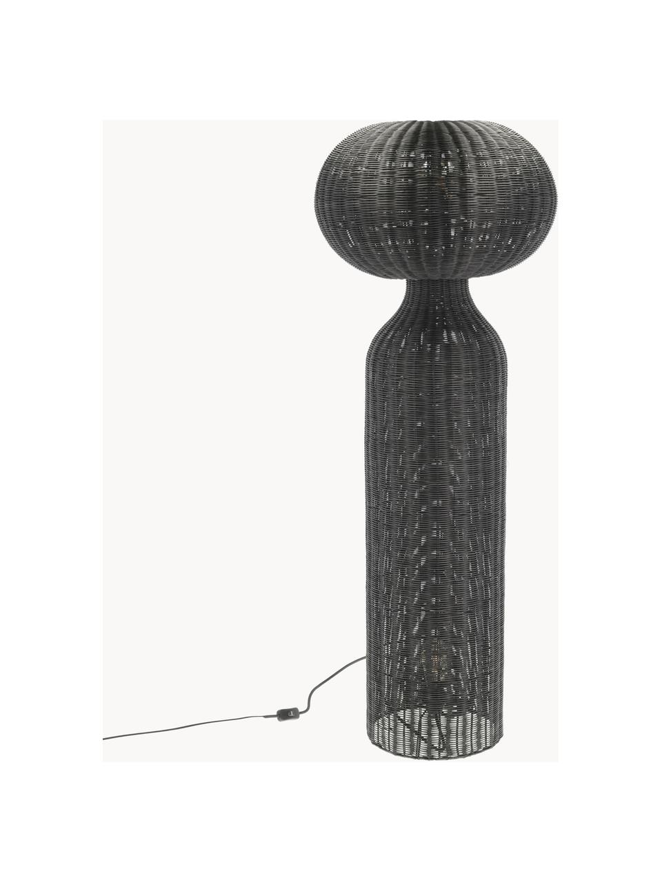 Stojací lampa z ratanu Vinka, Černá, V 130 cm