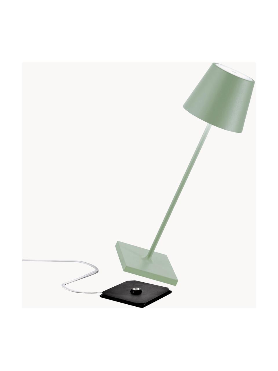 Mobile LED-Tischlampe Poldina, dimmbar, Salbeigrün, matt, Ø 11 x H 38 cm