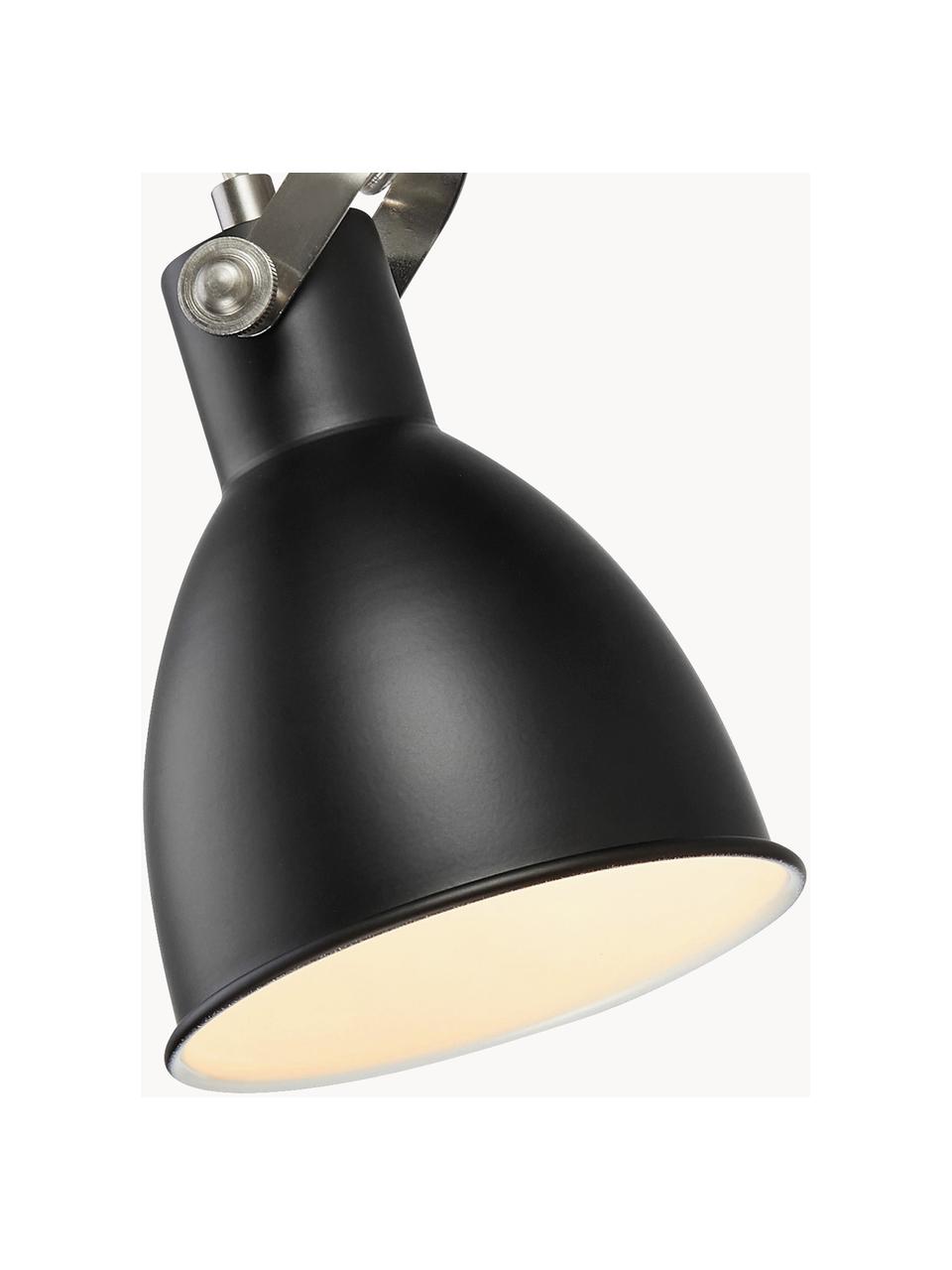 Verstelbare wandlamp House met stekker, Lampenkap: gecoat metaal, Zwart, D 84 x H 18 cm