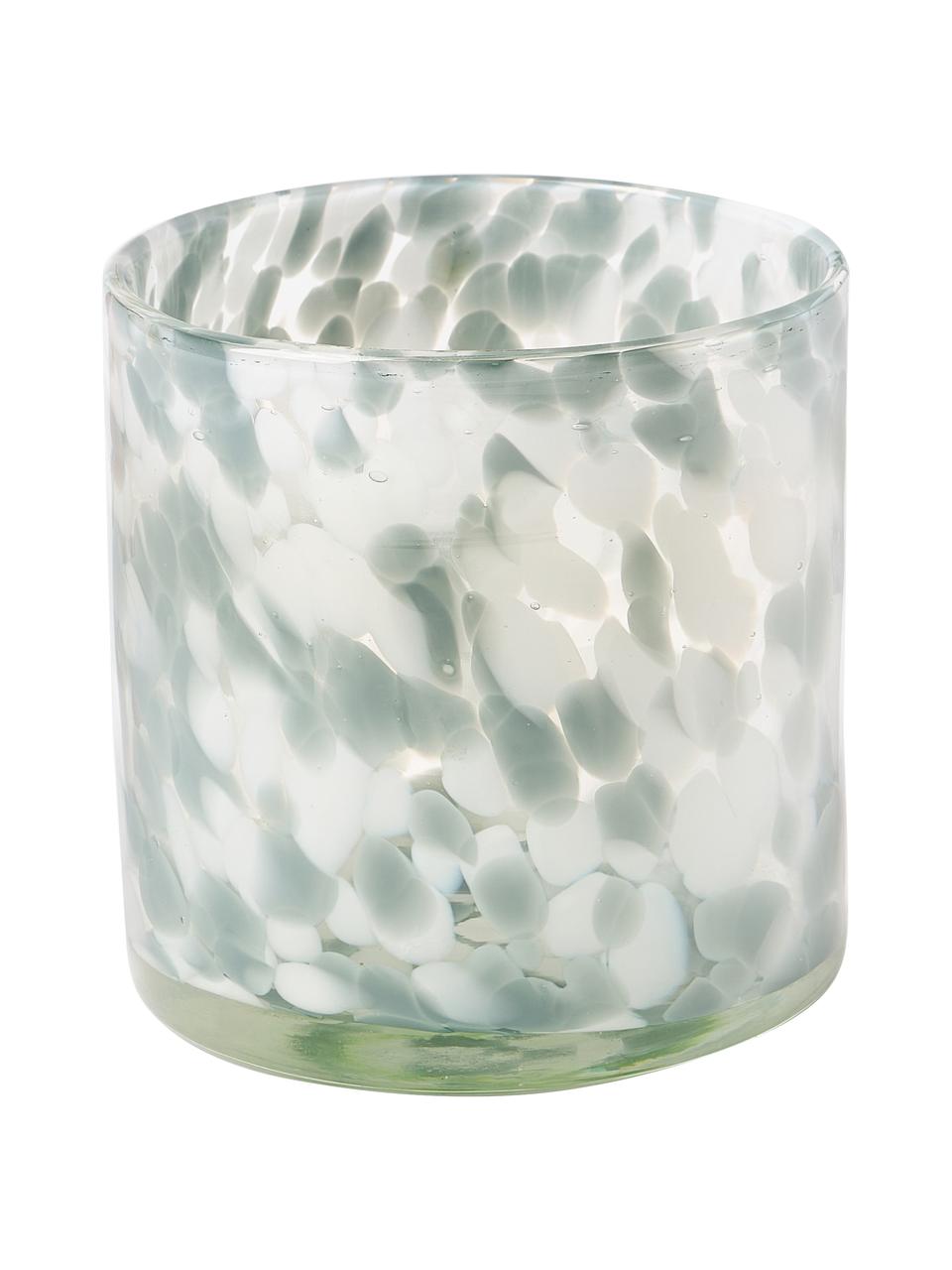 Photophore pour bougies chauffe-plat Bablu, Verre, Vert, blanc, Ø 12 x haut. 12 cm