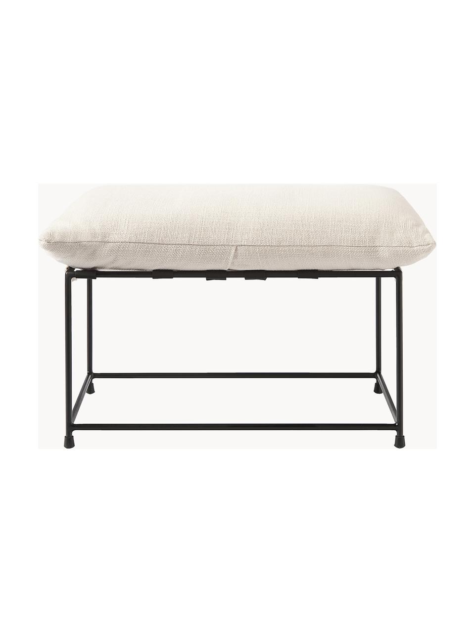 Banc rembourré Wayne, Tissu blanc cassé, cadre noir, larg. 73 x long. 46 cm