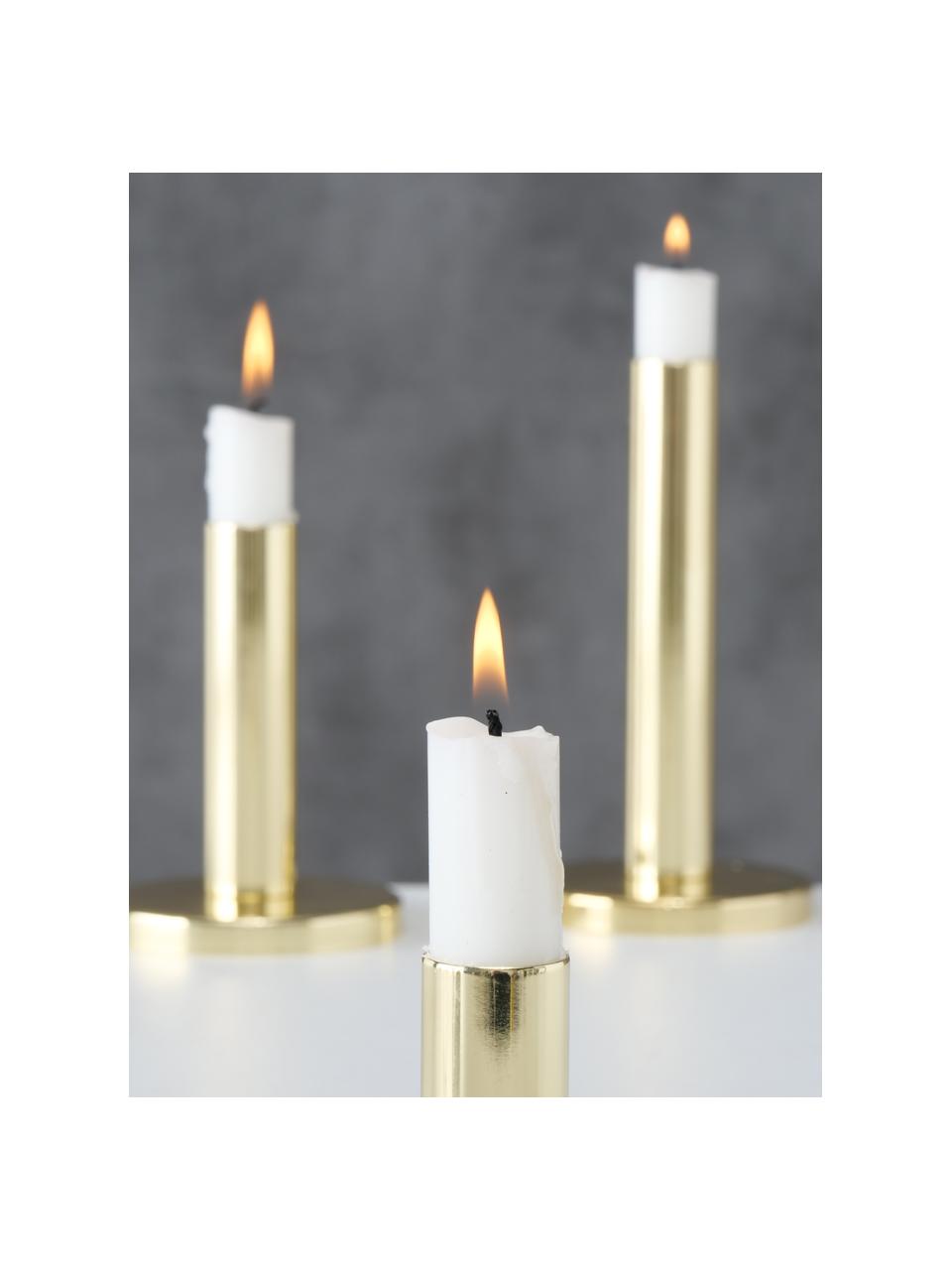 Set de candelabros Malko, 3 uds., Metal recubierto, Dorado, Set de diferentes tamaños