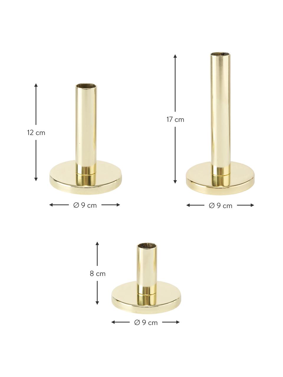 Kerzenhalter-Set Malko, 3-tlg., Metall, beschichtet, Goldfarben, Set mit verschiedenen Grössen