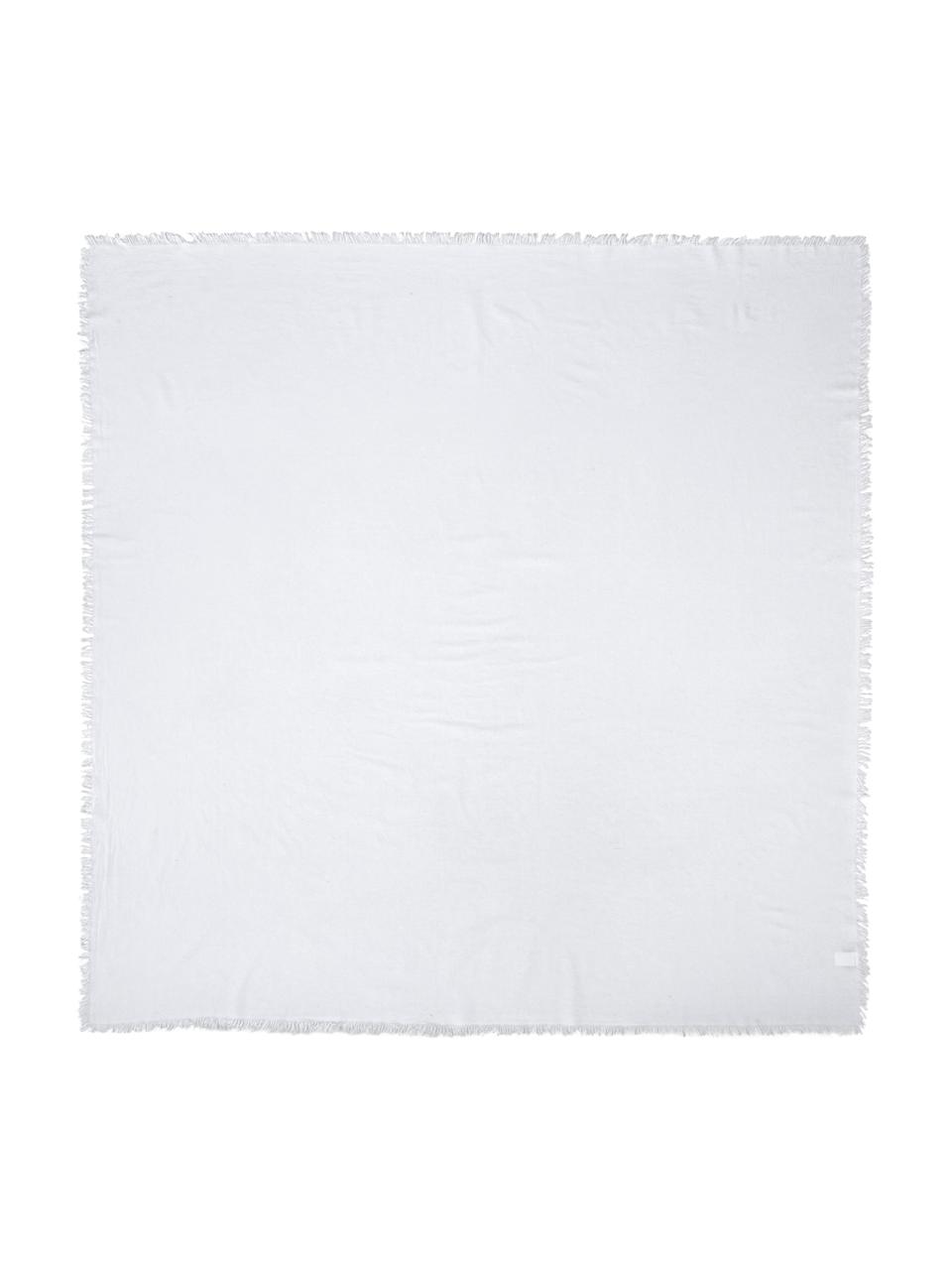 Mantel de algodón con flecos Nalia, 100% algodón, Blanco, De 4 a 6 comensales (An 160 x L 160 cm)
