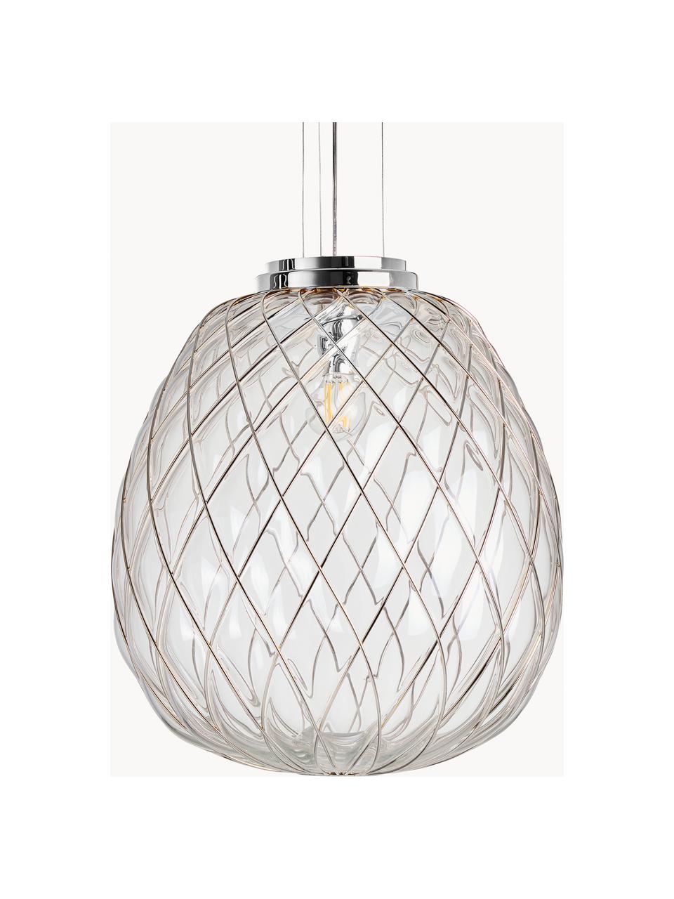 Lámpara de techo artesanal Pinecone, Pantalla: vidrio, metal, galvanizad, Transparente, plateado, Ø 50 x Al 52 cm