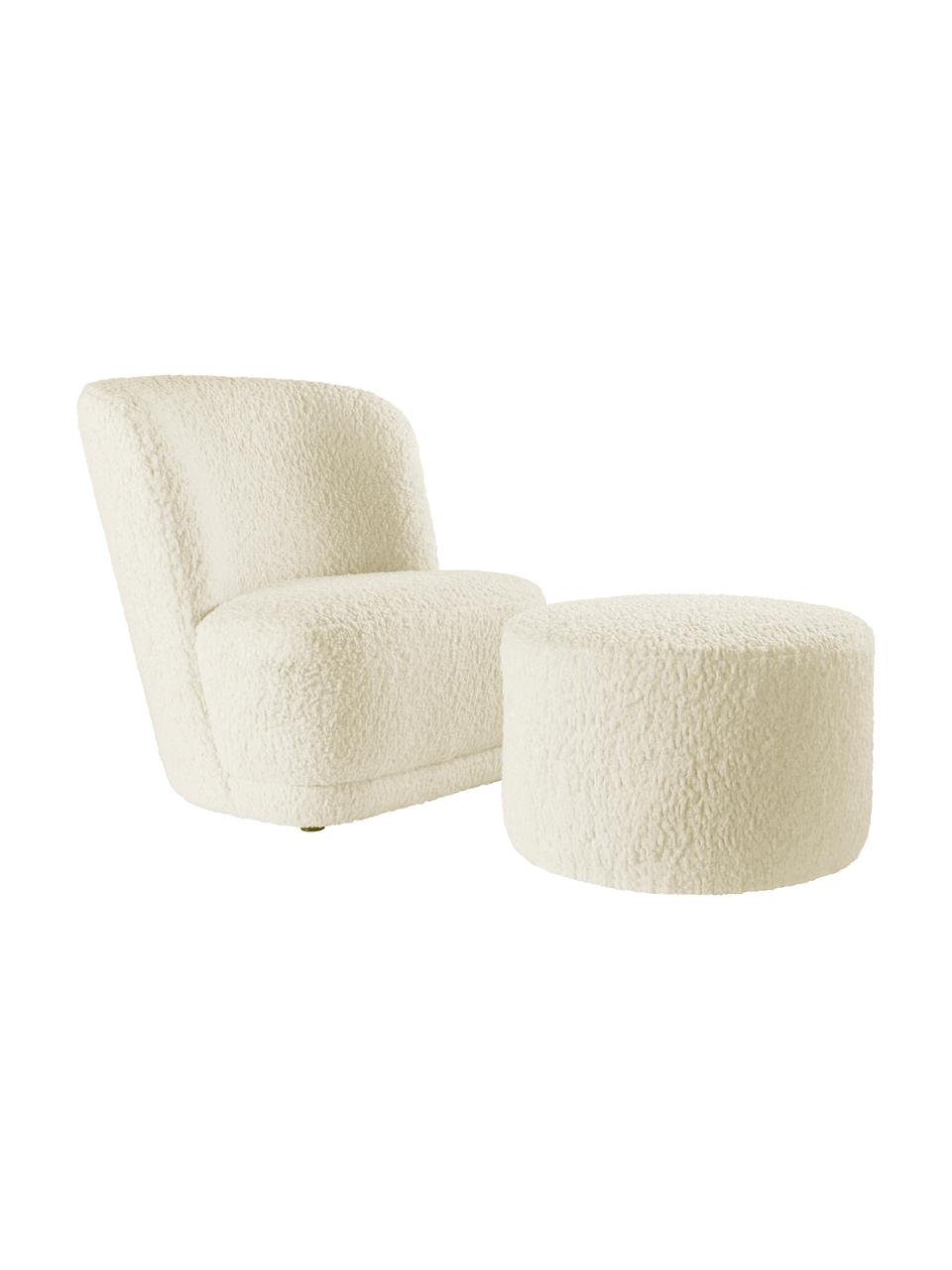 Dětský plyšový puf Marbella, Krémově bílá, Š 40 cm, V 28 cm