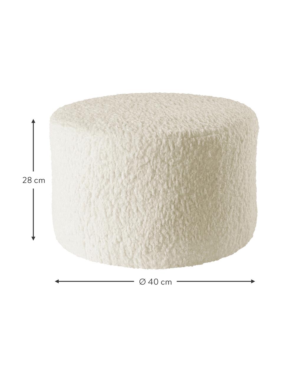 Kinder teddy poef Marbella, Bekleding: polyester, Frame: hout, Crèmewit, Ø 40 x H 28 cm