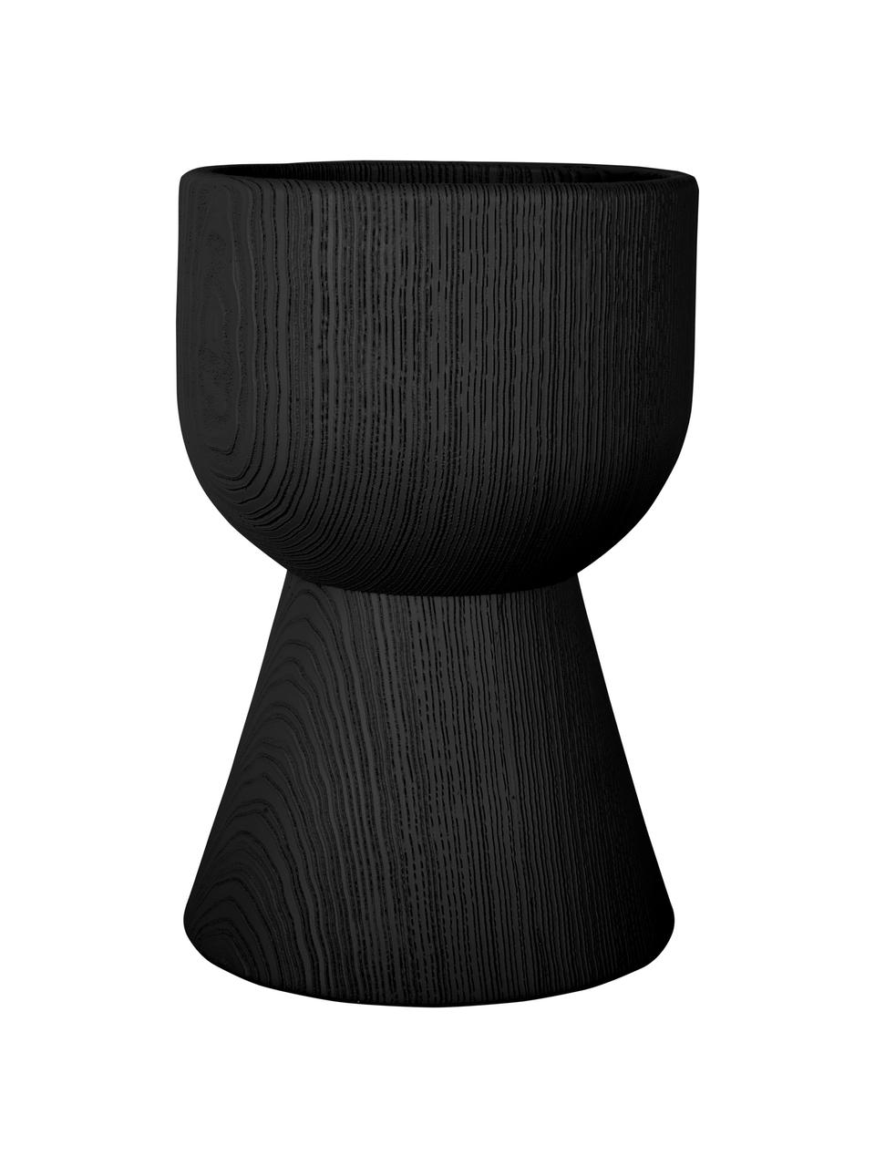 Grand cache-pot aspect bois Tam Tam, Plastique, Noir, Ø 17 x haut. 27 cm