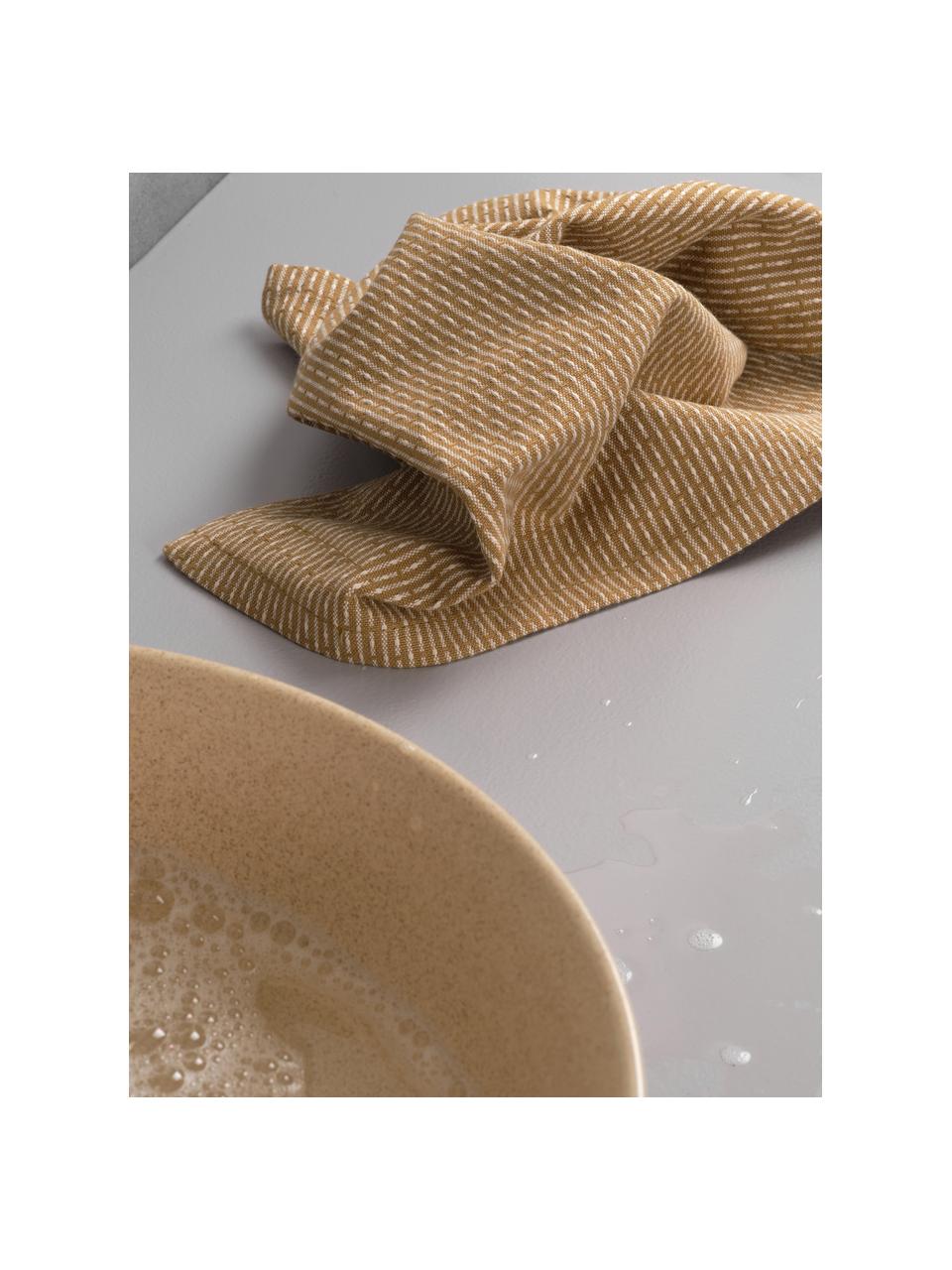 Ręcznik kuchenny z bawełny organicznej Joseph, 100% bawełna organiczna z certyfikatem GOTS, Beżowy, biały, S 30 x D 35 cm
