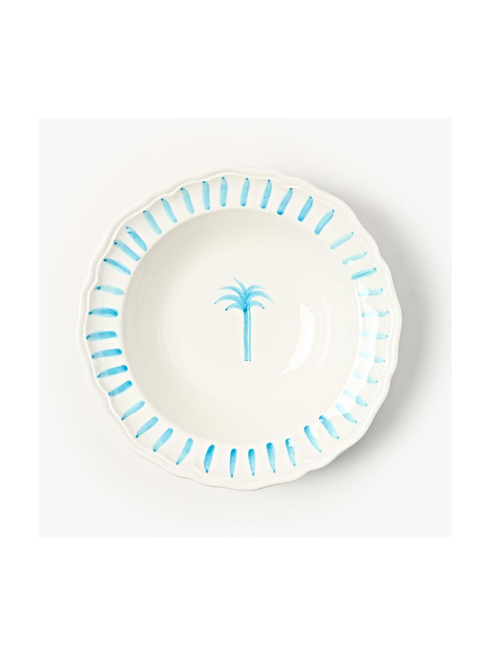 Ciotola da portata dipinta a mano The Palms, Ceramica, Bianco, blu, Ø 27 cm